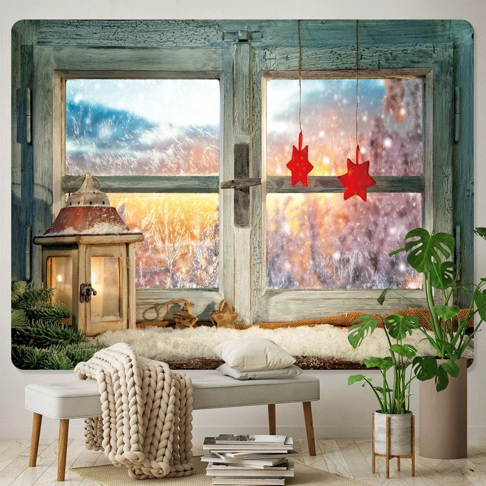 Christmas window home decoration tapestry hippie bohemian decoration psychedelic scene wall hanging bedroom wall decoration