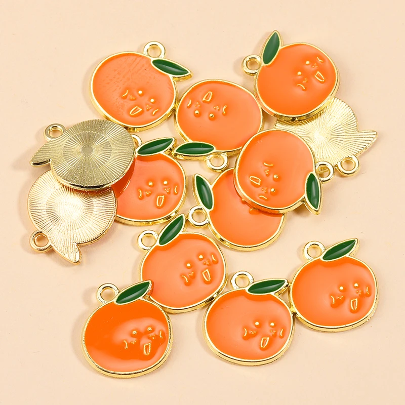 10Pcs Enamel Orange Charms for DIY Jewelry Making