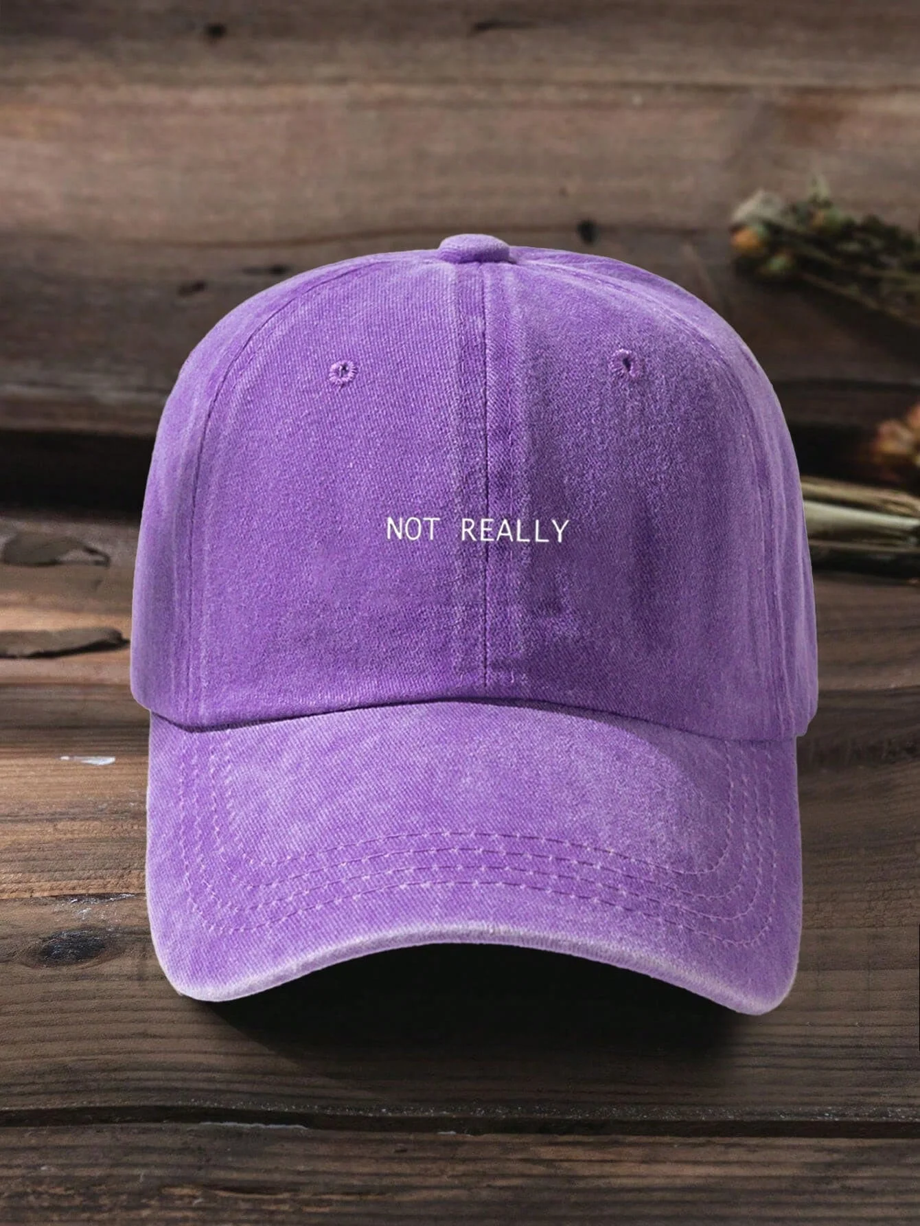 

Washed Purple Baseball Cap With Not Really Letter Print Casual Outdoor Sun Protection Hat