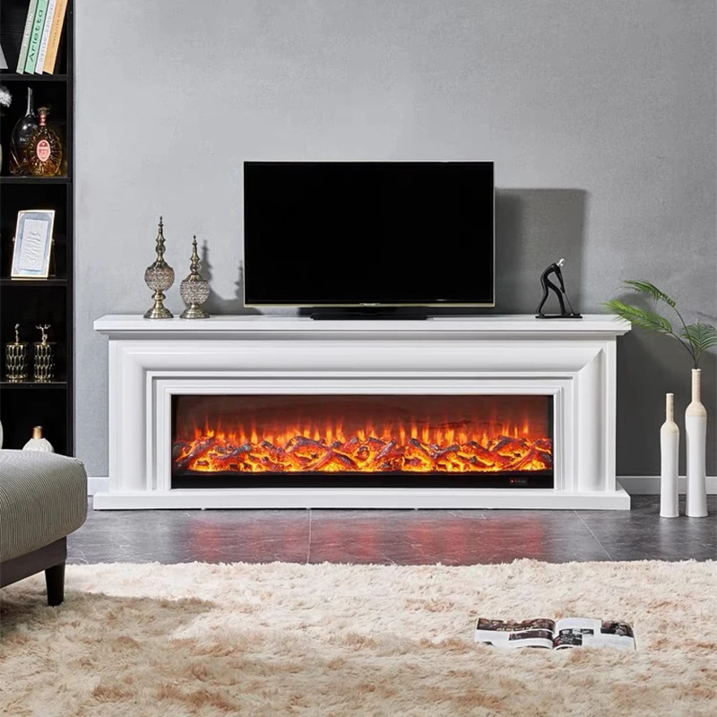 Smart Recessed Electric Fireplace Multi RGB Lifelike Flame Remote Control Heater Modern Home Hotel Wall Decor