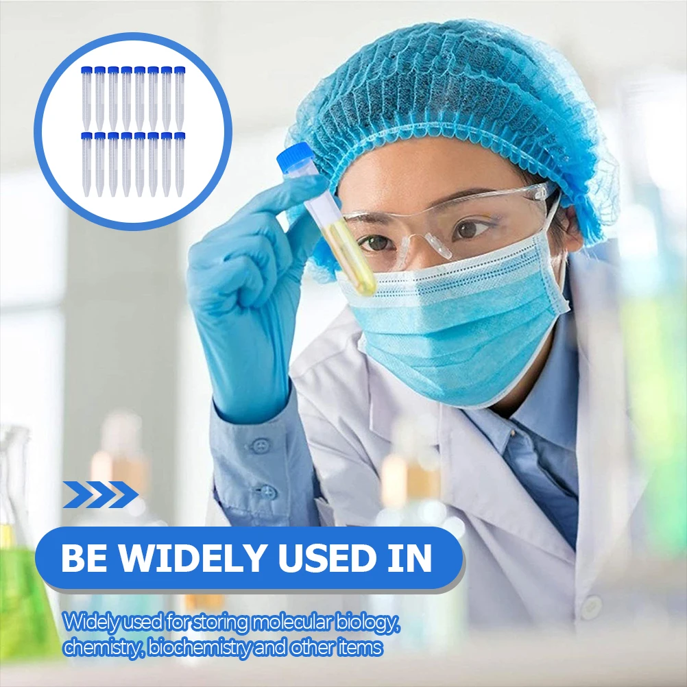 

30pcs Tubes 15Ml Test Tube Screw Caps Leak Proof Plastic Tubes Clear Conical Vials Graduated Containers Scientific