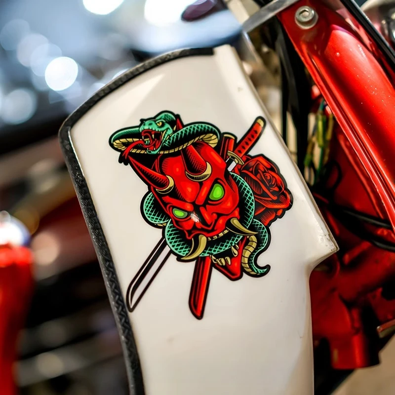 1PC JDM Ghost Samurai  Motorcycle Sticker Waterproof for Motorbike Side Panel Car Window Bicycle Electric Scooter Vinyl Decal