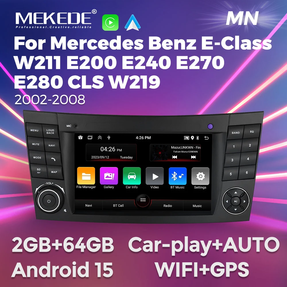 Wireless Carplay Android 13 Autoradio für Mercedes Benz E-Klasse W211 E200 E220 E300 E350 E240 E280 W219 Multimedia Autoradio