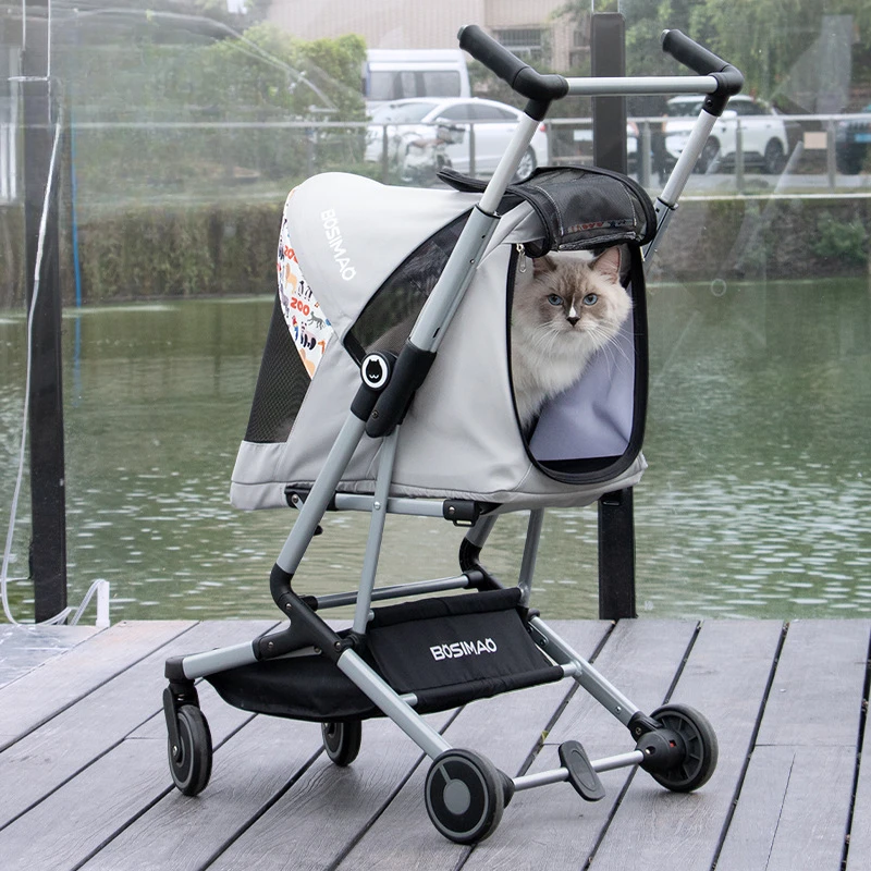 

Portable Travel Dog Carry Folding Metal Dog Stroller Breathable Large Space Dog Stroller 3-speed Adjustable Armrest Pet Supplies