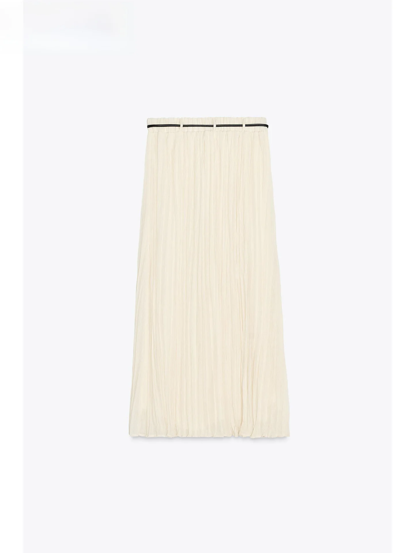 ZAPRHA 2025 New Waist Belted Casual Long Midi Skirt Slimming High Waist Pleated Loose Fit Summer Faion Ladies Pure Color