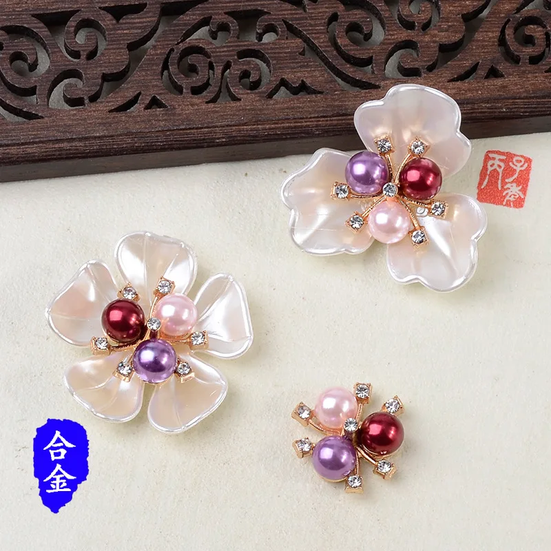 

100 pieces set material pearl camellia heart resin shell DIY clothing shoes bag jewelry