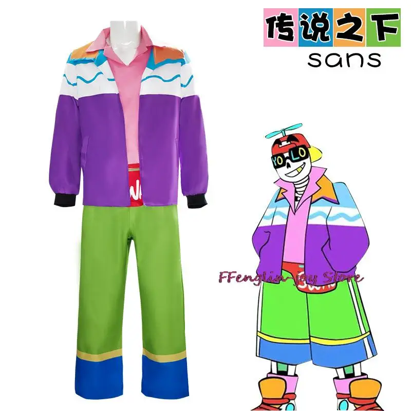 Undertale AU Fresco! Sans include occhiali e cappello Costume cosplay di Halloween Uniforme da festa Personalizza qualsiasi dimensione