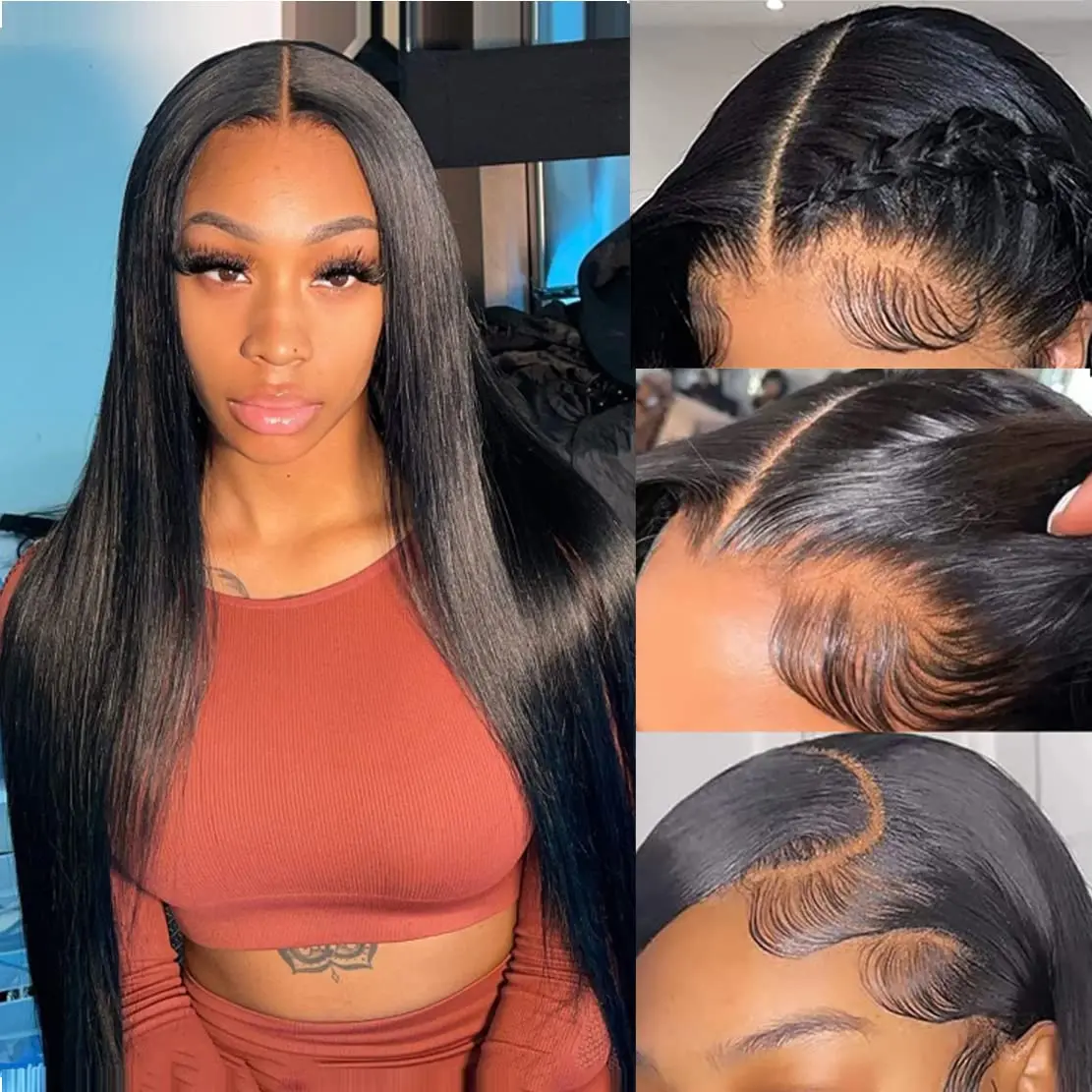 13x4 Straight Lace Front Human Hair Wigs For Black Women Brazlian Virgin Hair Wig Pre Plucked With Baby Hair Natural