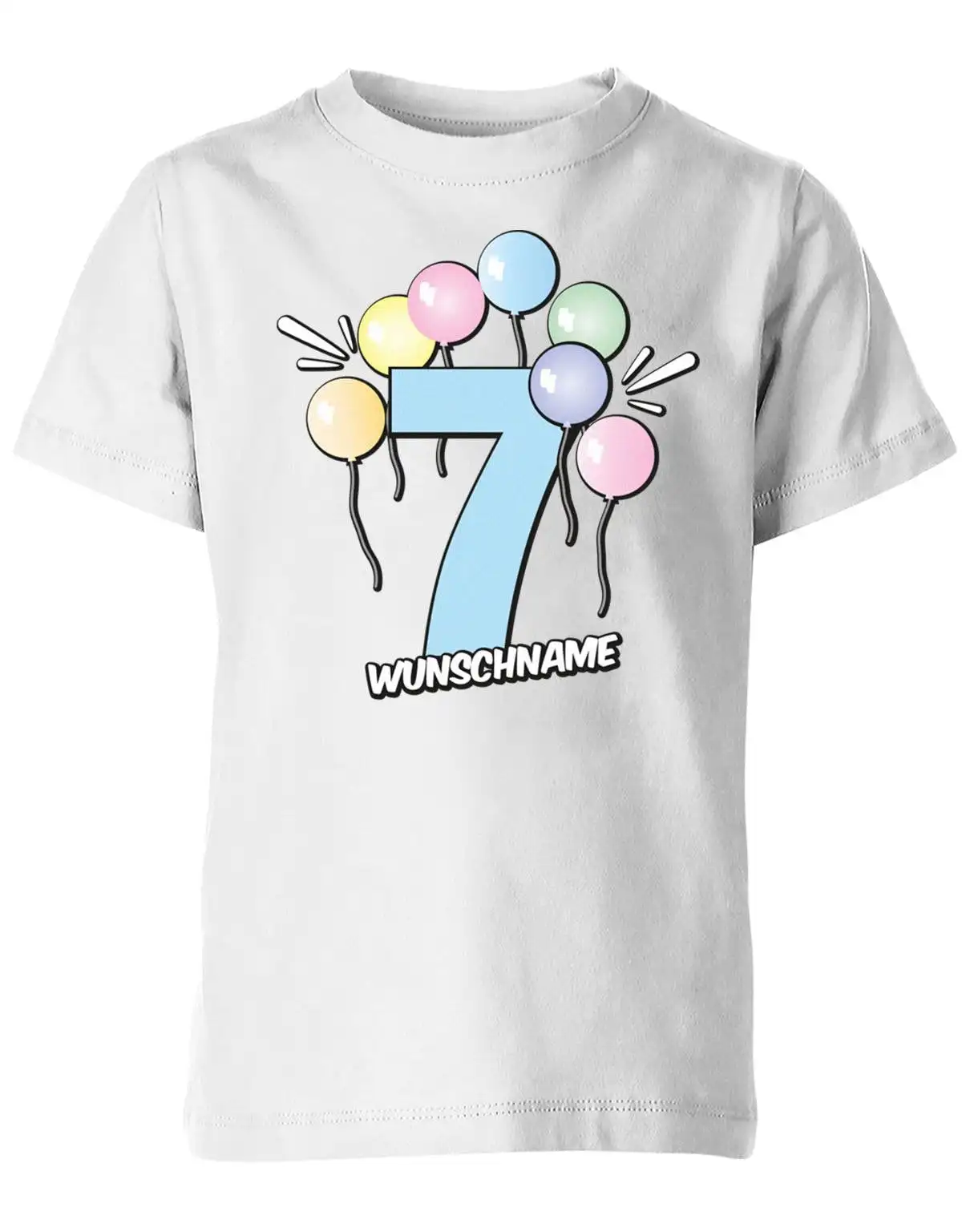 Geburtstagsshirt 7 Pastell Luftballons Personalisiert Mit Name Für Junge Und Mädchen