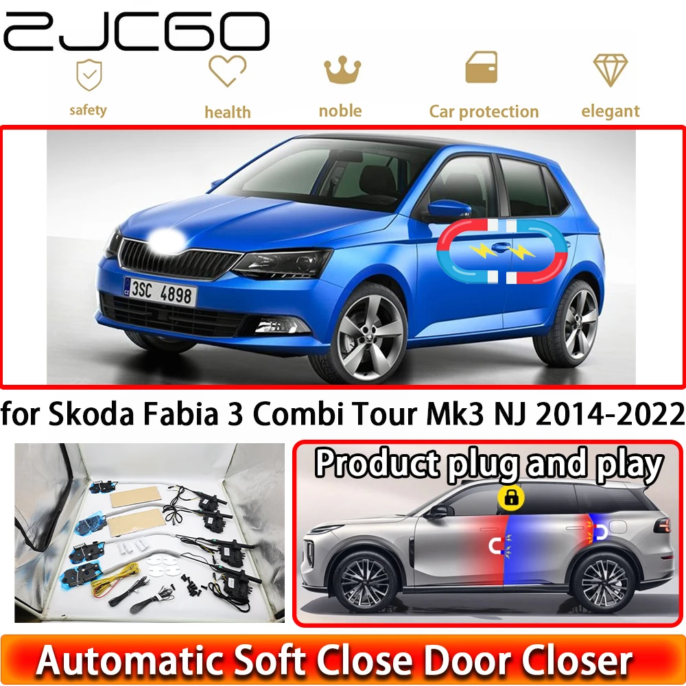 

ZJCGO for Skoda Fabia 3 Combi Tour Mk3 NJ 2014-2022 OEM Soft Close Door Kit Power Closing Latch System Auto Pull Door Easy Close