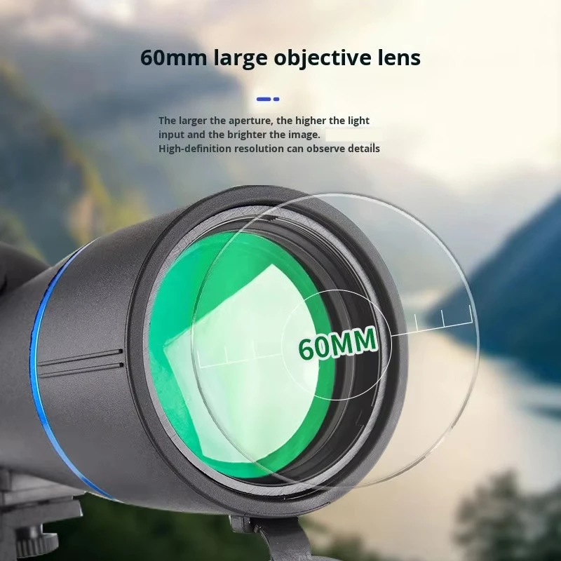 High Magnification 25-75X60 Monocular Telescope Outdoor Bird Watching Low Light Night Vision Live Streaming