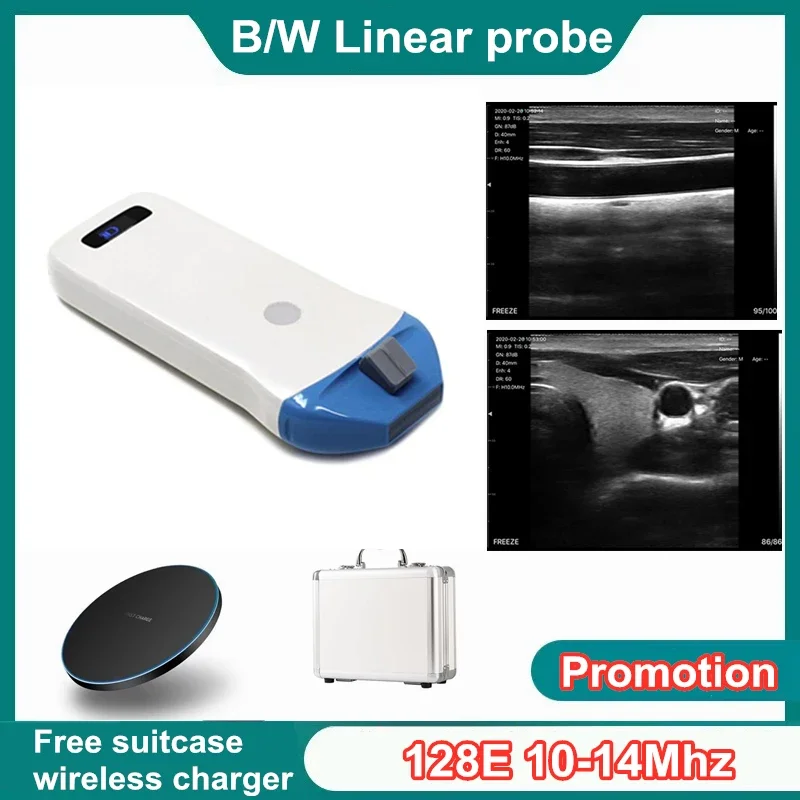 Handheld PICC 10Mhz 14Mhz 128E Puncture Wireless Wifi IOS Android Windows Ultrasound Scanner Machine High Frequency Linear Probe