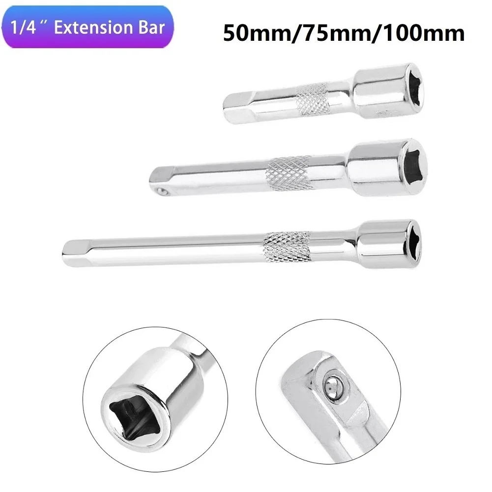 50/75/100mm Extension Bar Ratchet Socket Wrench Extension Bar Quick Release Drive Ratchet Socket Wrenches Repair Hand Tools