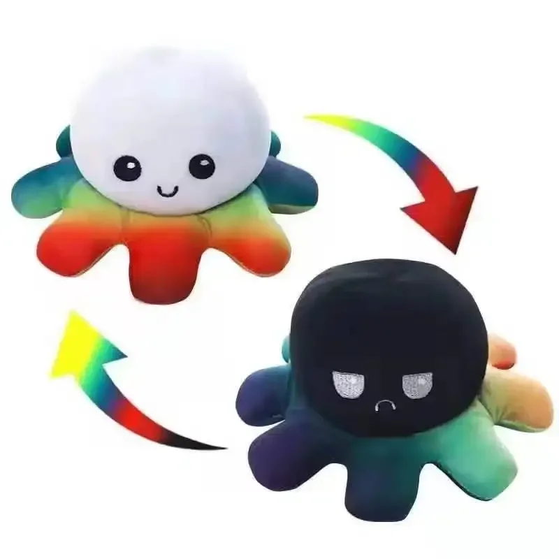 Octopus happy-sad toys- Pop powder Toy- It Octopus two-side Burbuja Mood kawaii POP items Octopus Plush Decoration angry pulpo