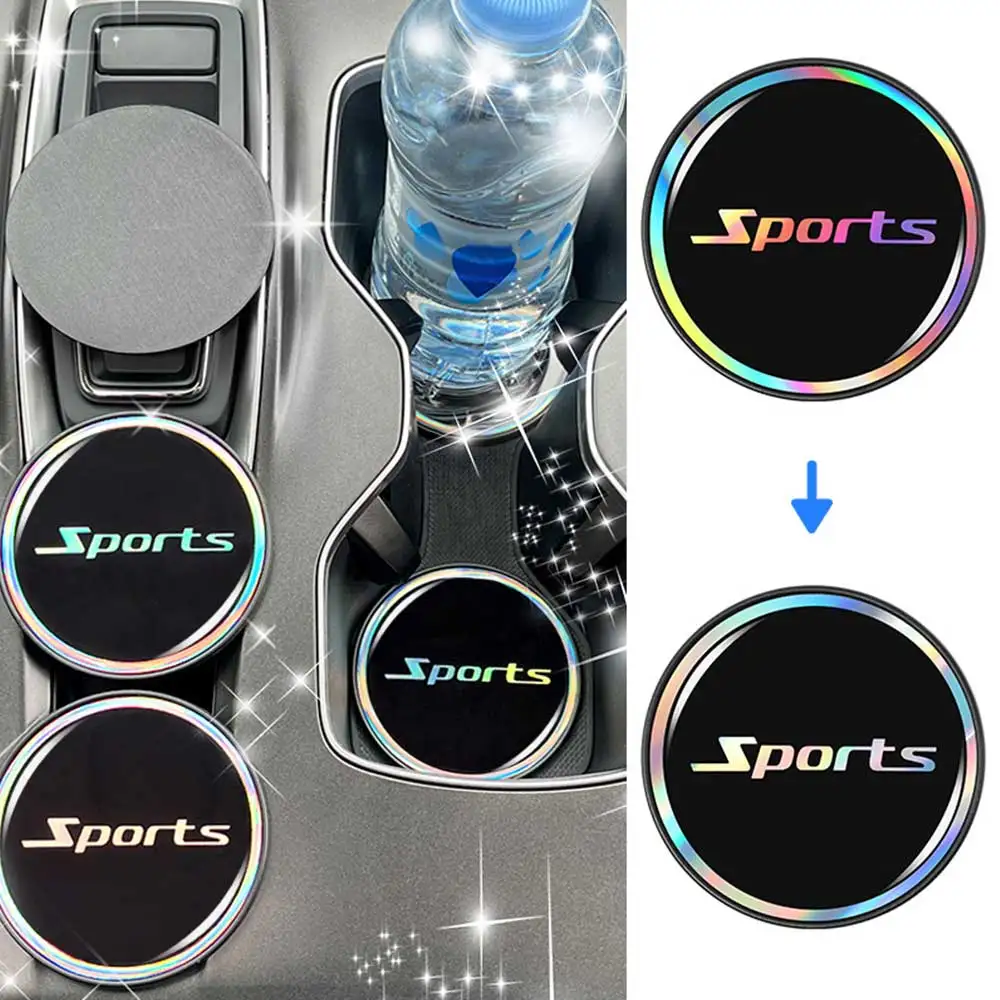 

2Pcs Universal Car Cup Anti-slip Mat Sport Alphabet Radiant Interior Accessories Car Cup Sink Car Decorations Interior Supplies