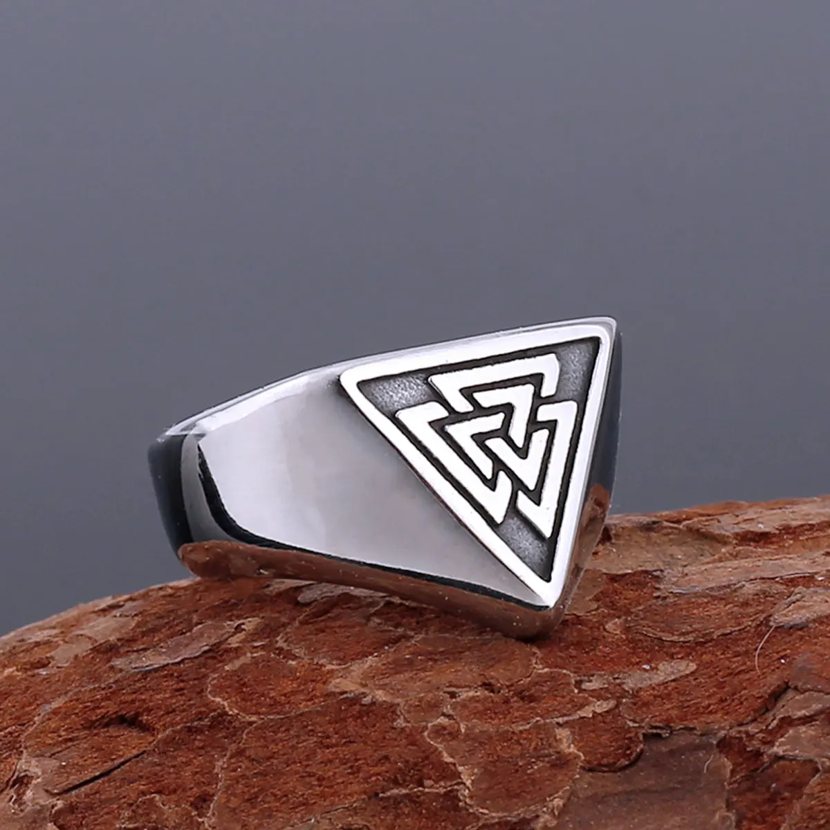 Simple Fashion Polishing Valknut Trinity Ring Men Women Handmade Quality Stainless Steel Vikings Nordic Jewelry Party Club Gift