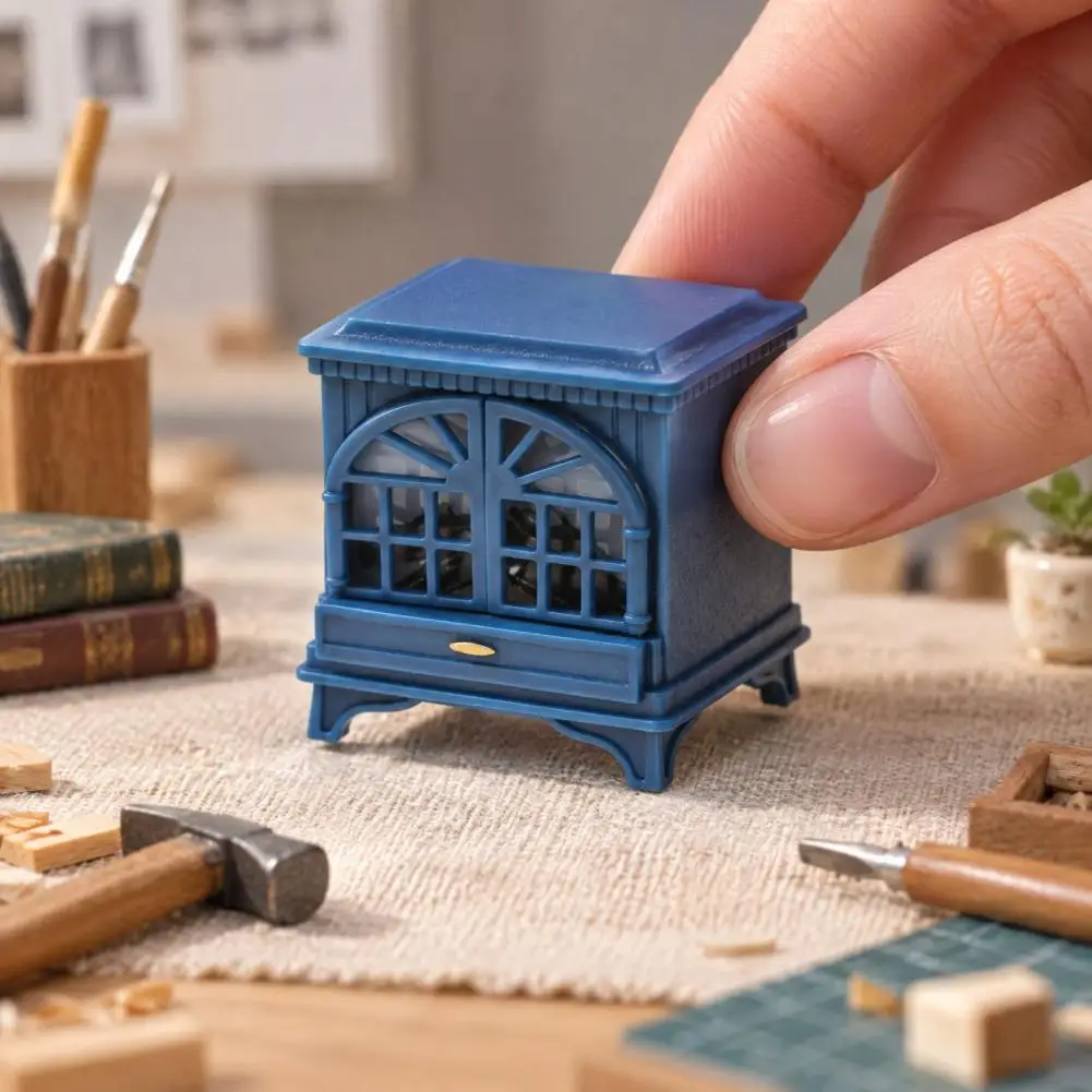 Miniature Fireplace Model 1 12 Miniature Dollhouse Fireplace with Led Light Vintage Stove Furniture Accessory for Christmas