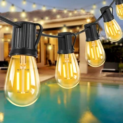 Plastic S14 String Light 220V EU Plug Warm White Amber 2W Waterproof Shatterproof Vintage Outdoor Decoration New Year's Garland