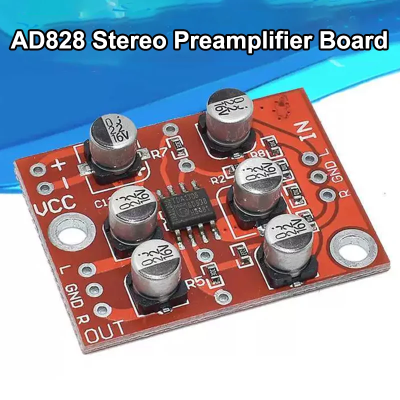 1Pc AD828 Stereo Preamp Power Amplifier Board DC 5V-15V 12V Preamplifier Module For DIY Audio Modification