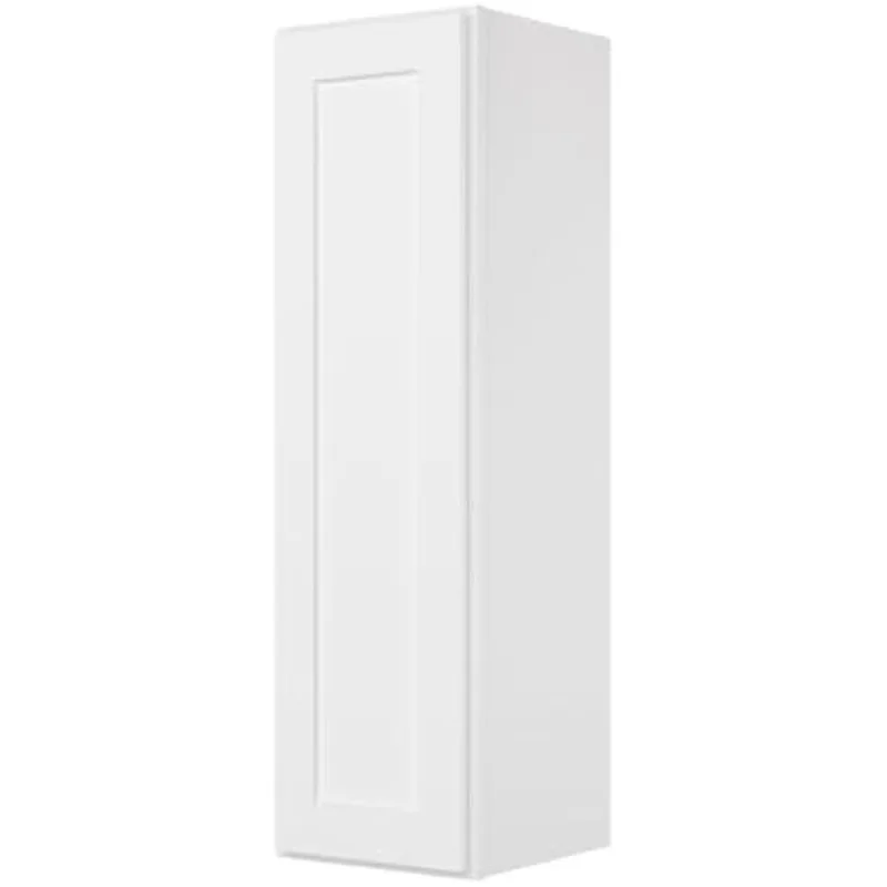 خزانة مطبخ حائطية ذات أبواب واحدة - 3 أرفف، جاهزة للتجميع، 12 عمق × 12 عرض × 42 ارتفاع، أبيض