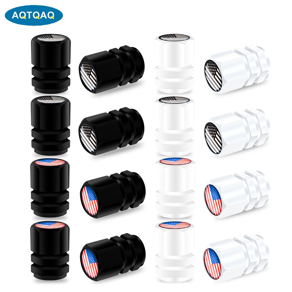 

AQTQAQ 4Pcs/Lot Aluminum Auto Bicycle Car Tire Valve Caps Tyre Wheel Hexagonal Ventile Air Stems Cover Airtight Rims Accessories