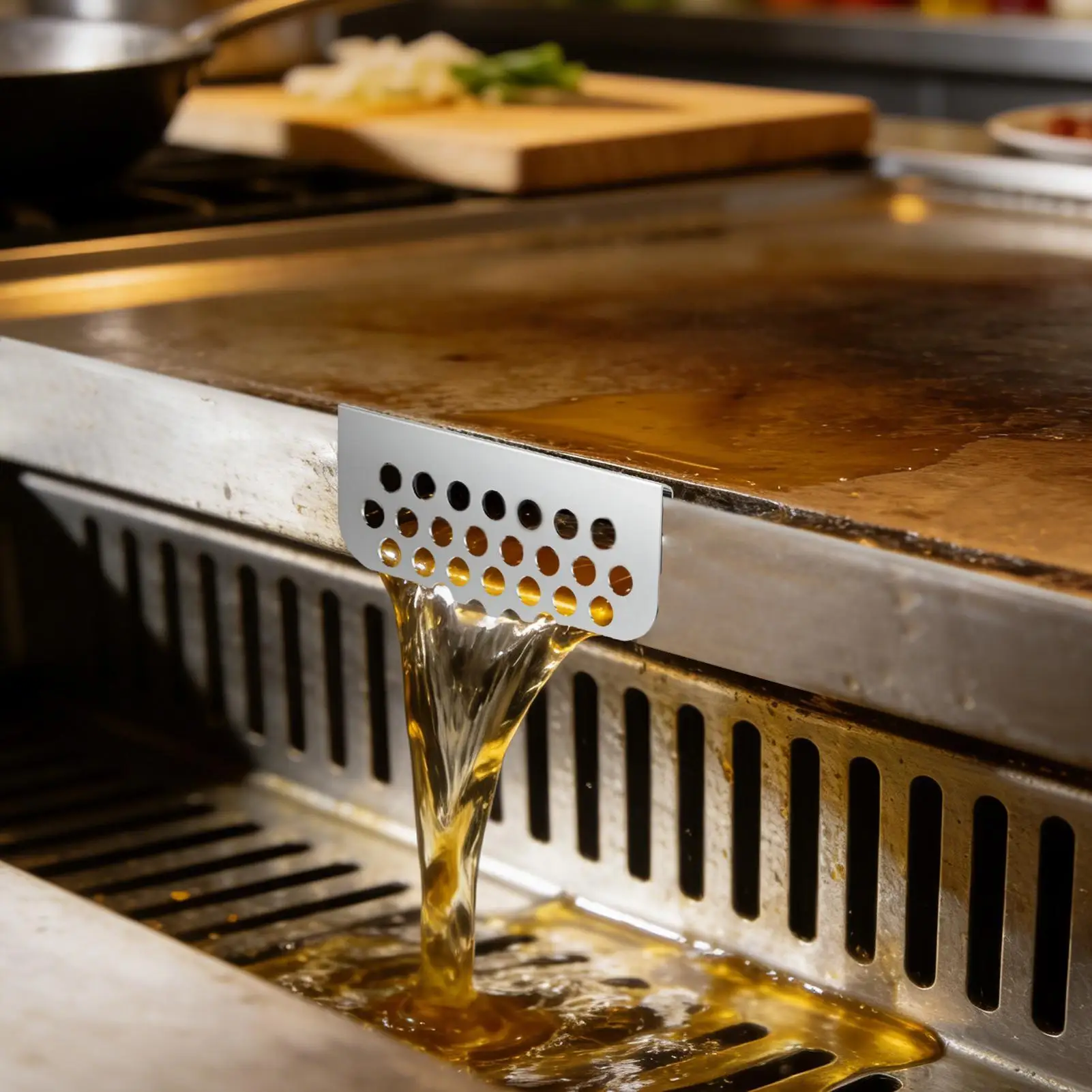 Bloques de puerta de grasa con pantalla de malla, comida que cae en trampa de grasa trasera, bandeja de tazas, accesorios universales resistentes al calor para barbacoa