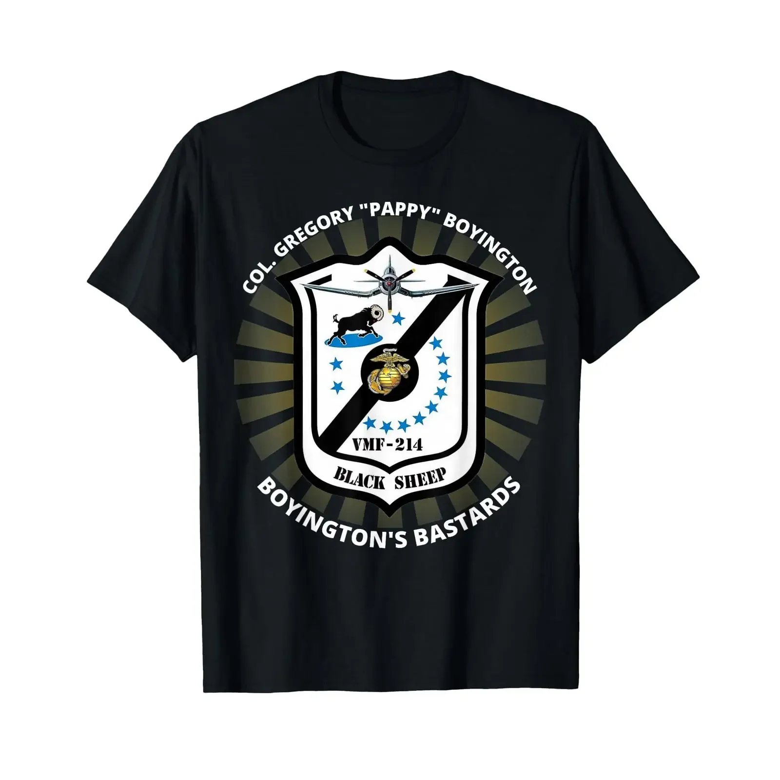Col Greg Pappy Boyington Black Seep Squadron T Shirt vintage Washed Soft Comfortable streetwear Versatile Top For Everyday Wear