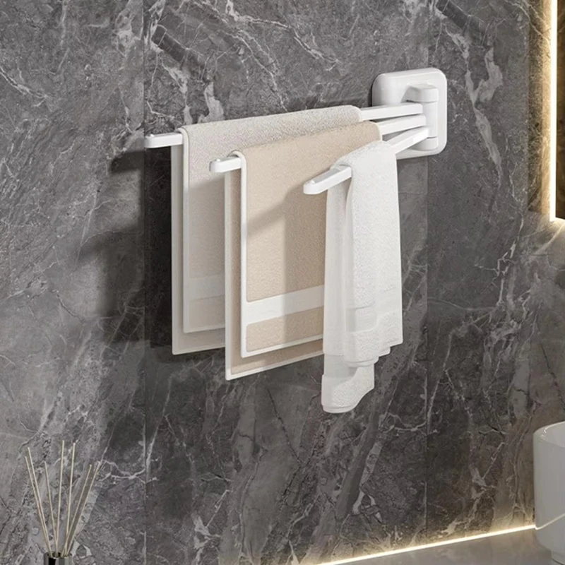 Wall-Mounted Triple Swing-Out Towel Bar, Rotating 180° Towel Rack With 3 Arms For Bathroom And Kitchen Organization