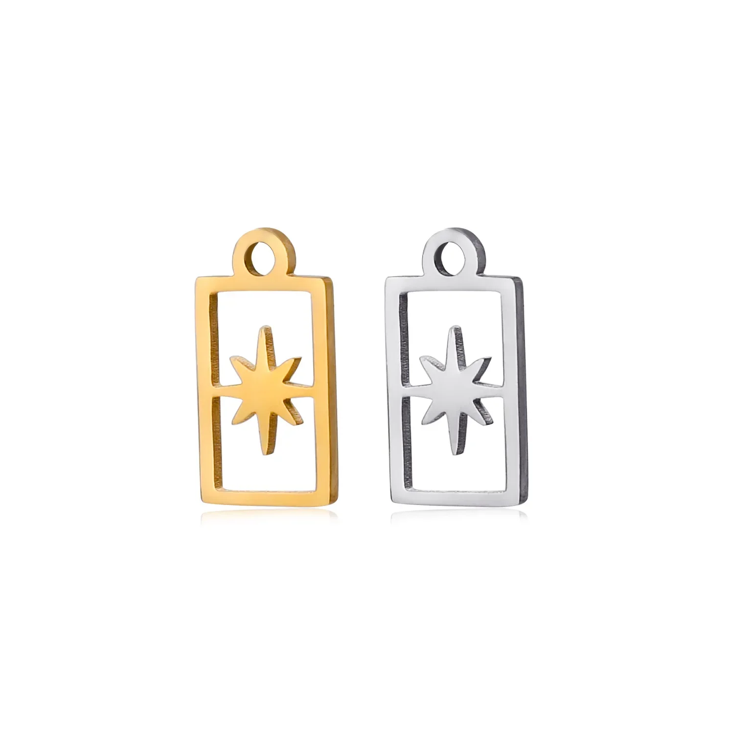 

WZNB 5Pcs/Lot Stars Charms Square Frame Stainless Steel Pendant for Jewelry Making Diy Necklace Earring Supplies Accessories