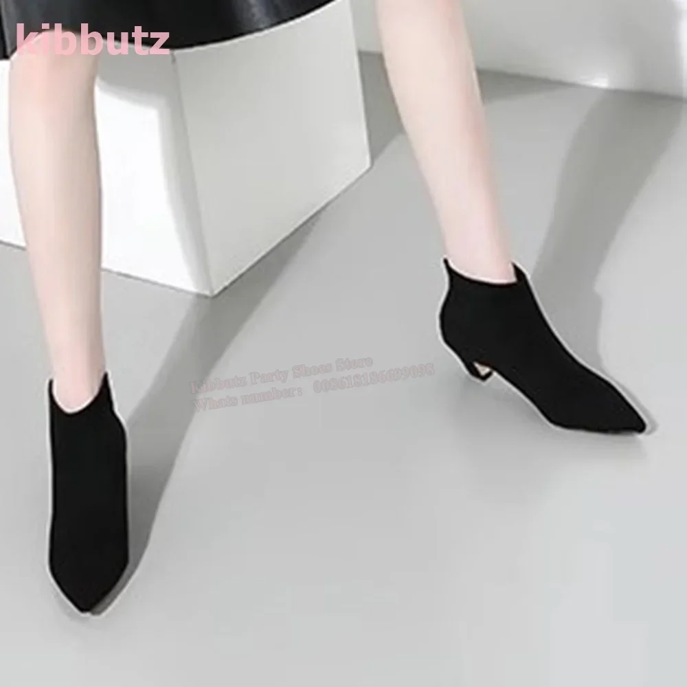 Suede Enkellaarsjes Puntschoen Kitten Hak Terug Rits Effen Kleur Bruin Mode Elegante Sexy Beknopte Vrouwen Schoenen Nieuwste Nieuwigheid
