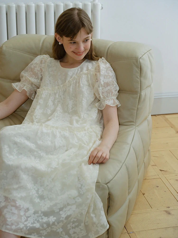 Heavy Embroidery Loose Women's Dress Fairy Atmosphere Diagonal Pattern  Knot Beautiful Summer A-Line Skirt Dress
