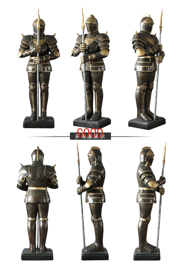 

Retro Armor Warrior Decoration Light Sculpture Bar Restaurant Shop Lucky Welcome Figure Statue