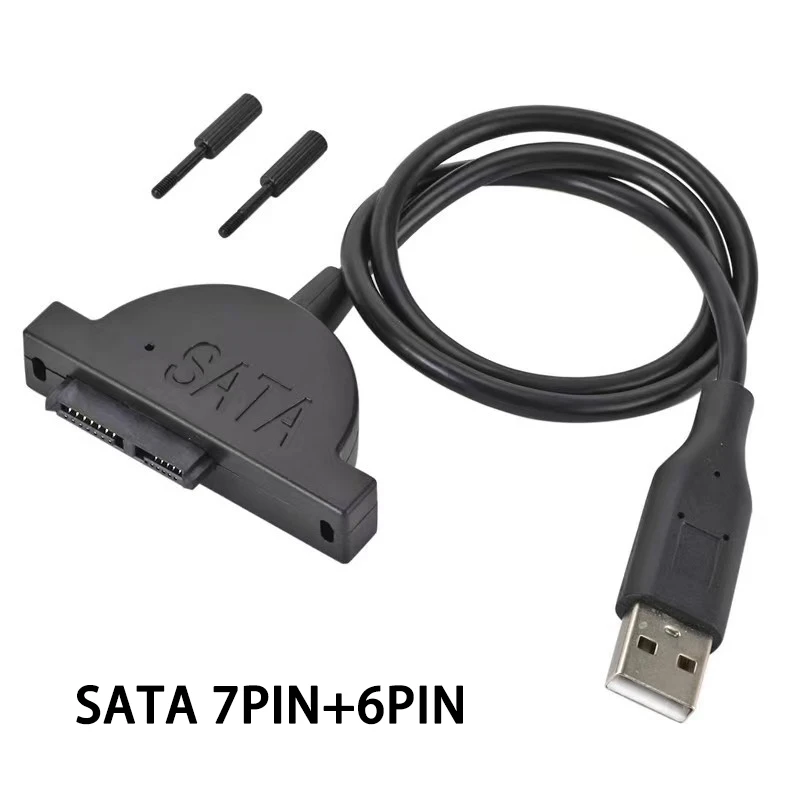USB 2.0 to Slimline SATA II 7+6 13Pin Adapter Converter Cable For Laptop CD DVD ROM Optical Drive