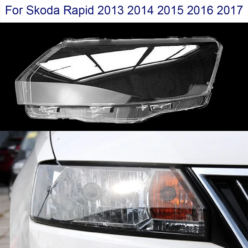 

For Skoda Rapid 2013 2014 2015 2016 2017 Headlight Cover Headlamp Shell Transparent Lens Plexiglass Replace Original Lampshade