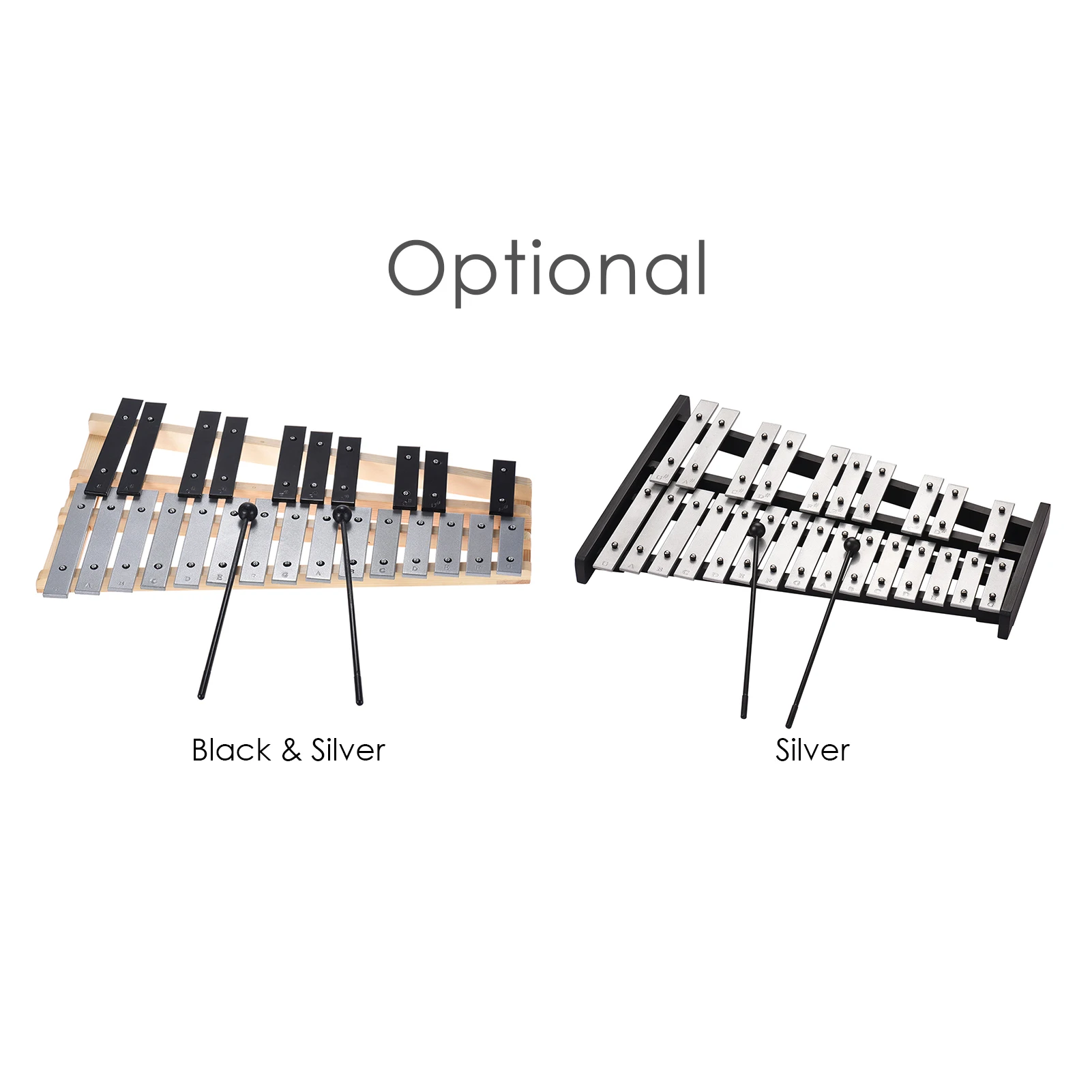 

25 Note Glockenspiel Xylophone Wooden Base Aluminum Bars with 2 Mallets Educational Musical Instrument Percussion Gift
