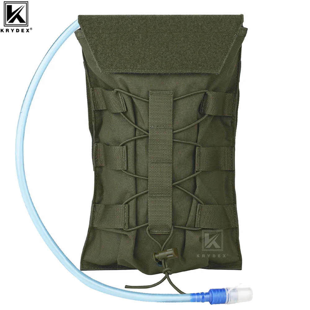 KRYDEX 500D Tactical 50 oz Water Bladder Pouch Modular 1.5L Hydration Carrier MOLLE Pack Bag Hunting Outdoor Gear Ranger Green