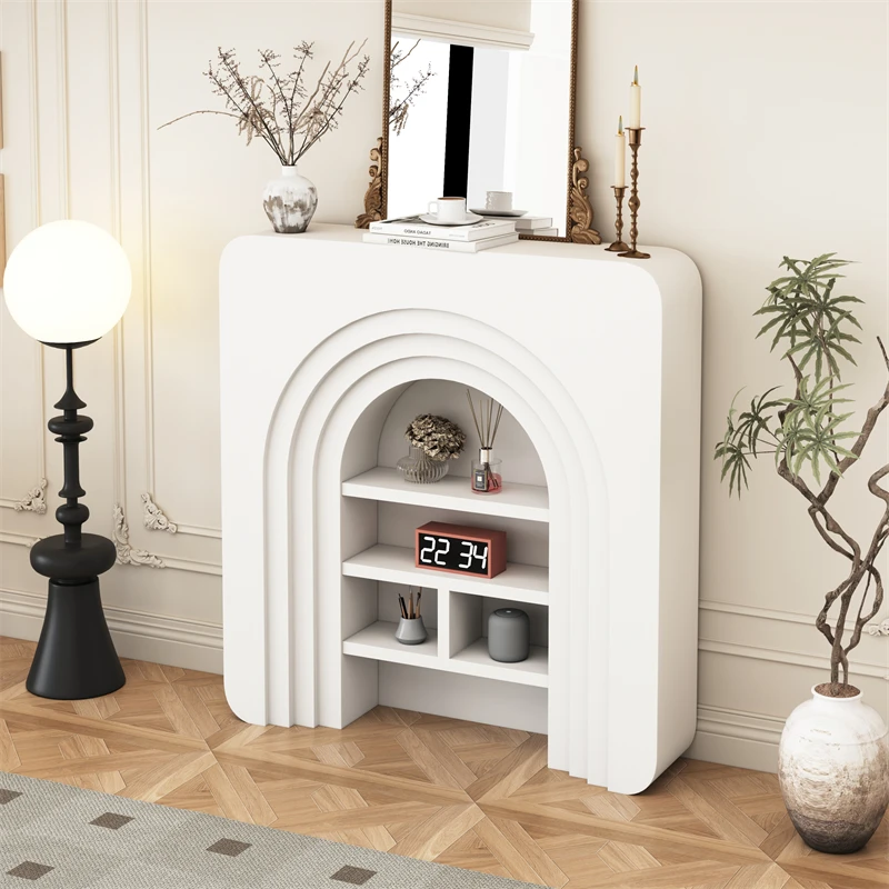

Nordic Ins Style Living Room Fireplace Cabinet Decoration White Porch Cabinet Internet Celebrity Display Cabinet Photography