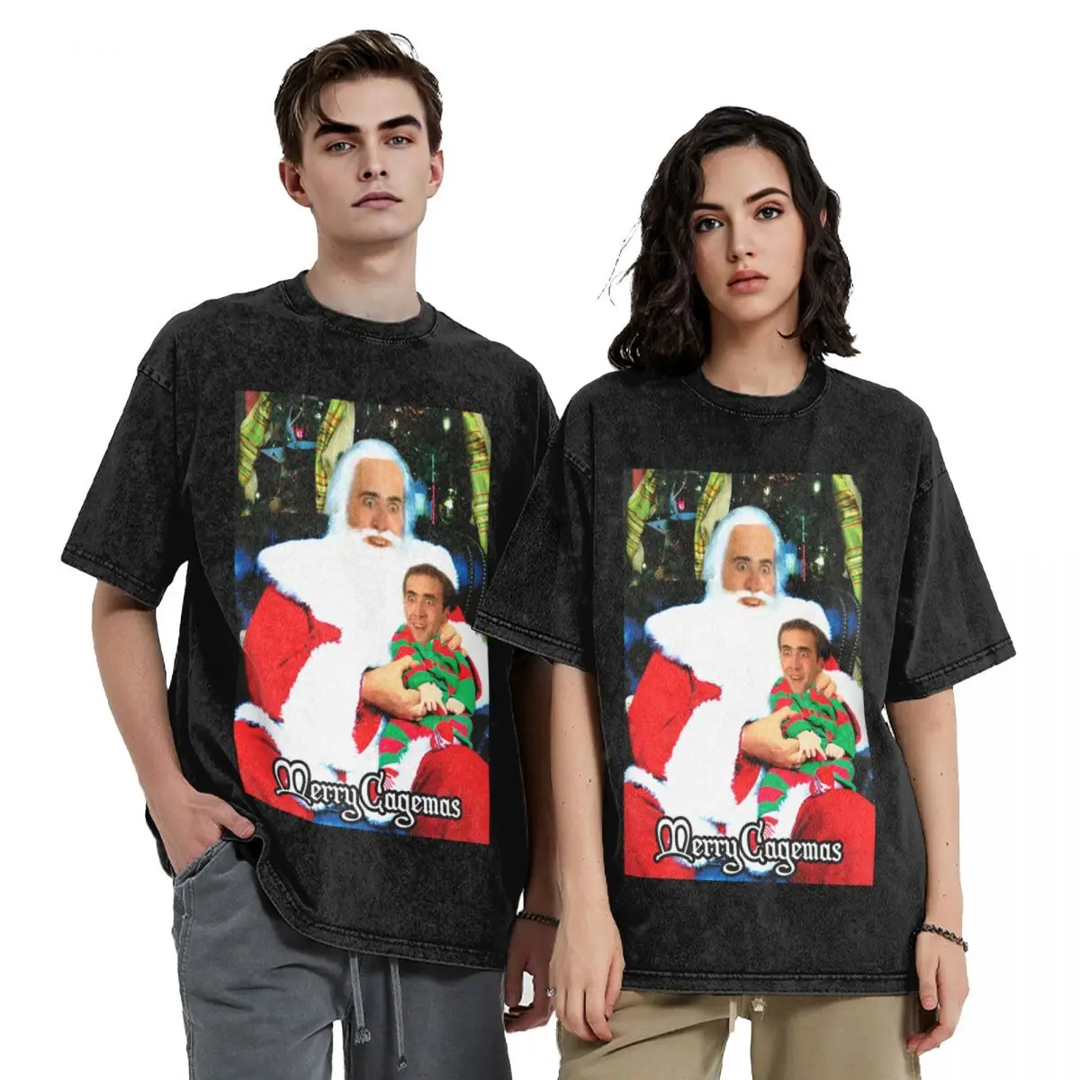 

Merry Cagemas Santa Knee Николас Кейдж Рождественская футболка для любителей спорта одежда на день Святого Валентина роскошная дизайнерская мужская дизайнерская одежда