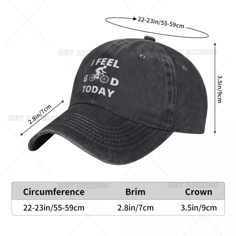 Washed Men's Baseball Cap I FEEL GOOD TODAY Trucker Snapback Caps Dad Hat Cycling MTB Biking Golf Hats