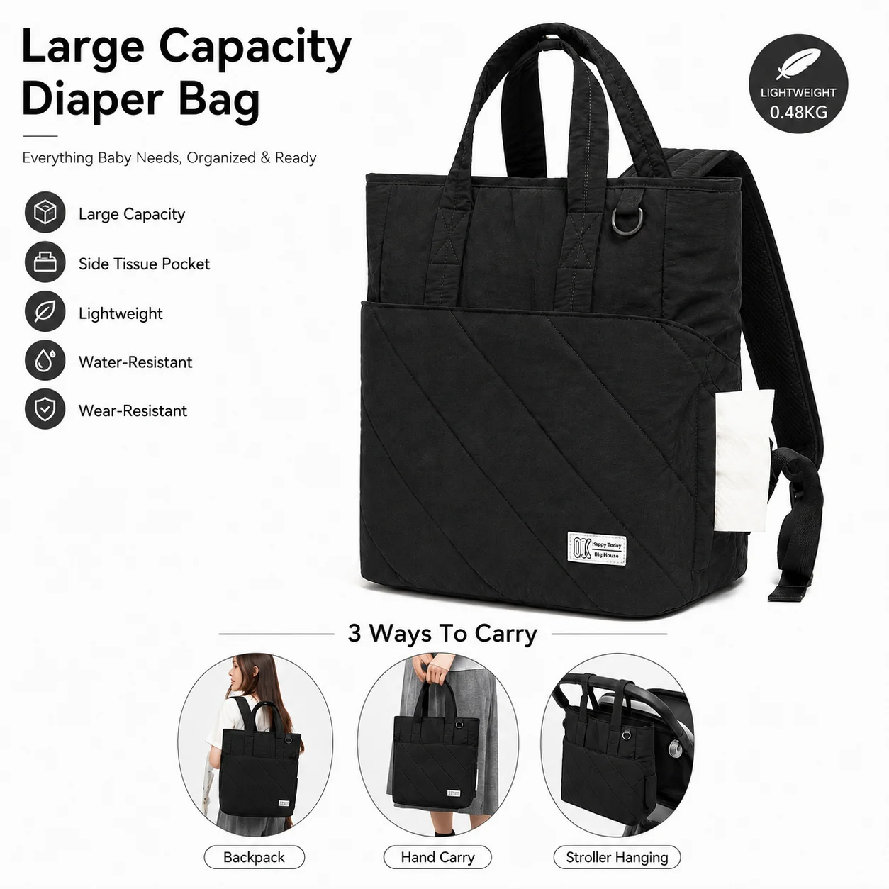 Multifunction Baby Backpack Waterproof Mommy Bag Lightweight Diaper Bag Travel Storage Shoulder Pack Large Capacity Outdoor