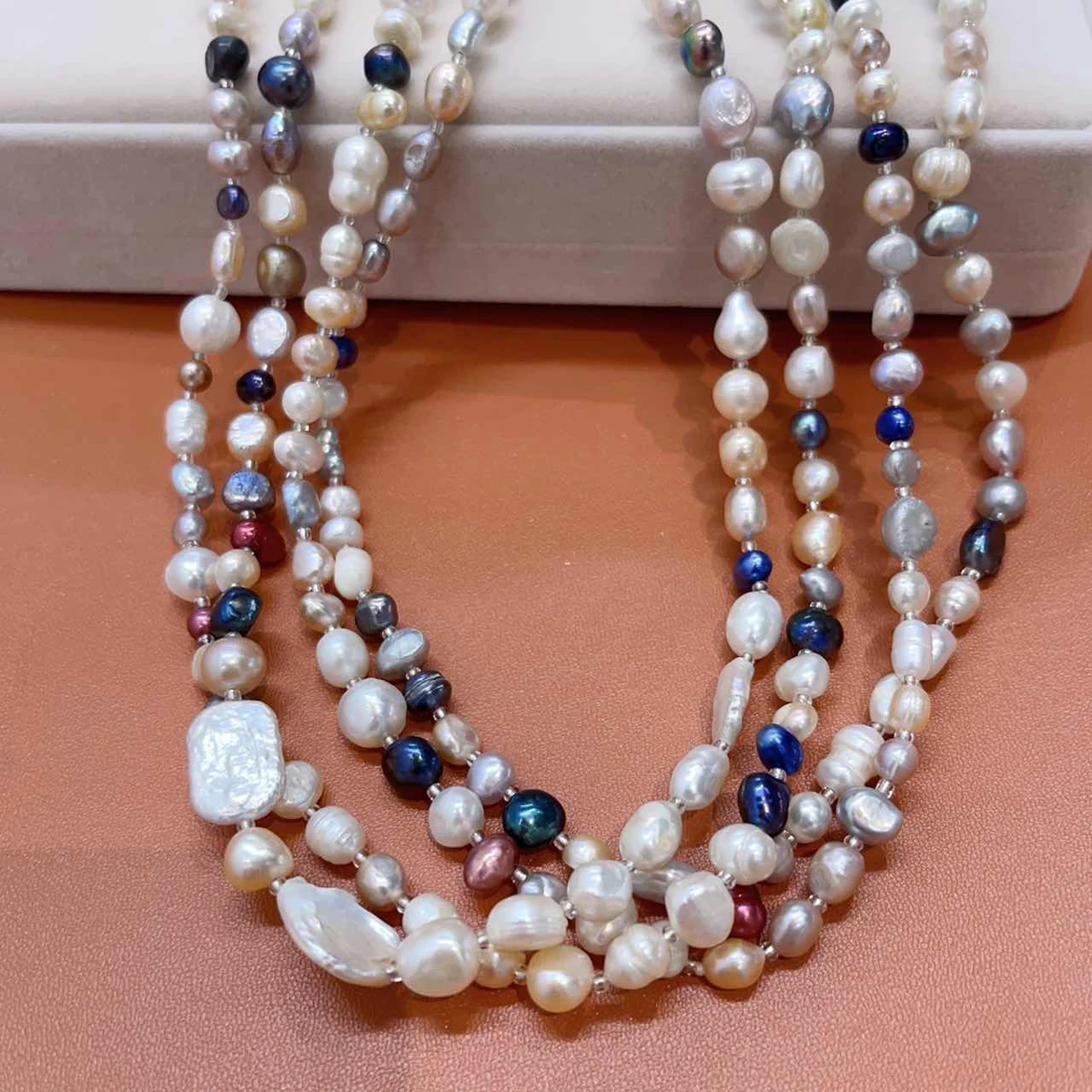 Natural Freshwater Pearl Necklace Baroque Irregular Colorful Sweater Chain for Women Jewelry Accessories Daily Gifts 120cm