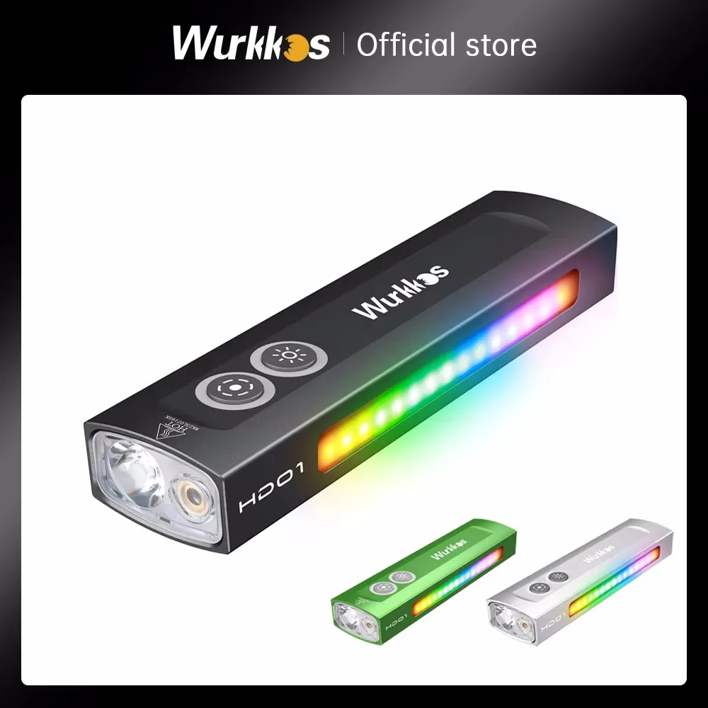 Wurkkos Lanterna impermeável multifuncional de caminhada, luzes RGB, luz verde, luz branca, RGB lateral, 1200 LM, 90CRI, IP65, novo, HD01