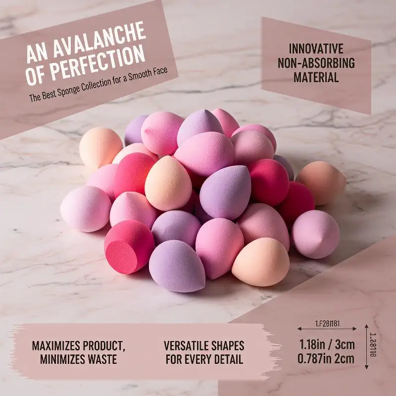 30/40Pcs Suitable For All Skin Types Mini Makeup Sponges, Expand When Exposed To Water, Can Be Used Both Wet And Dry