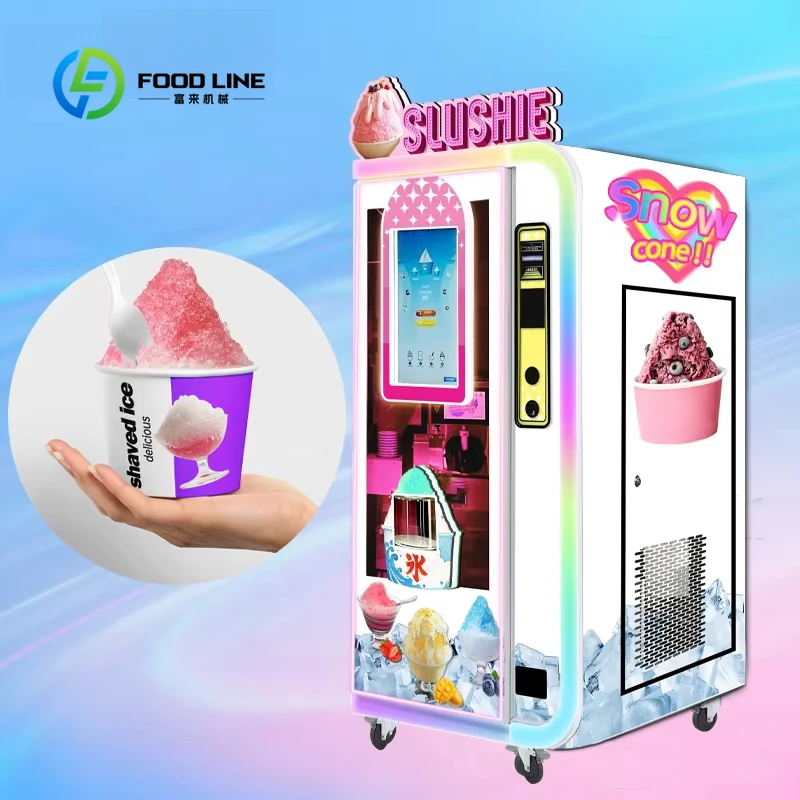 Customized Full Automatic Commercial Shaved Ice Vending Machine Snowflake Ice Maker For Mall Business Activities
