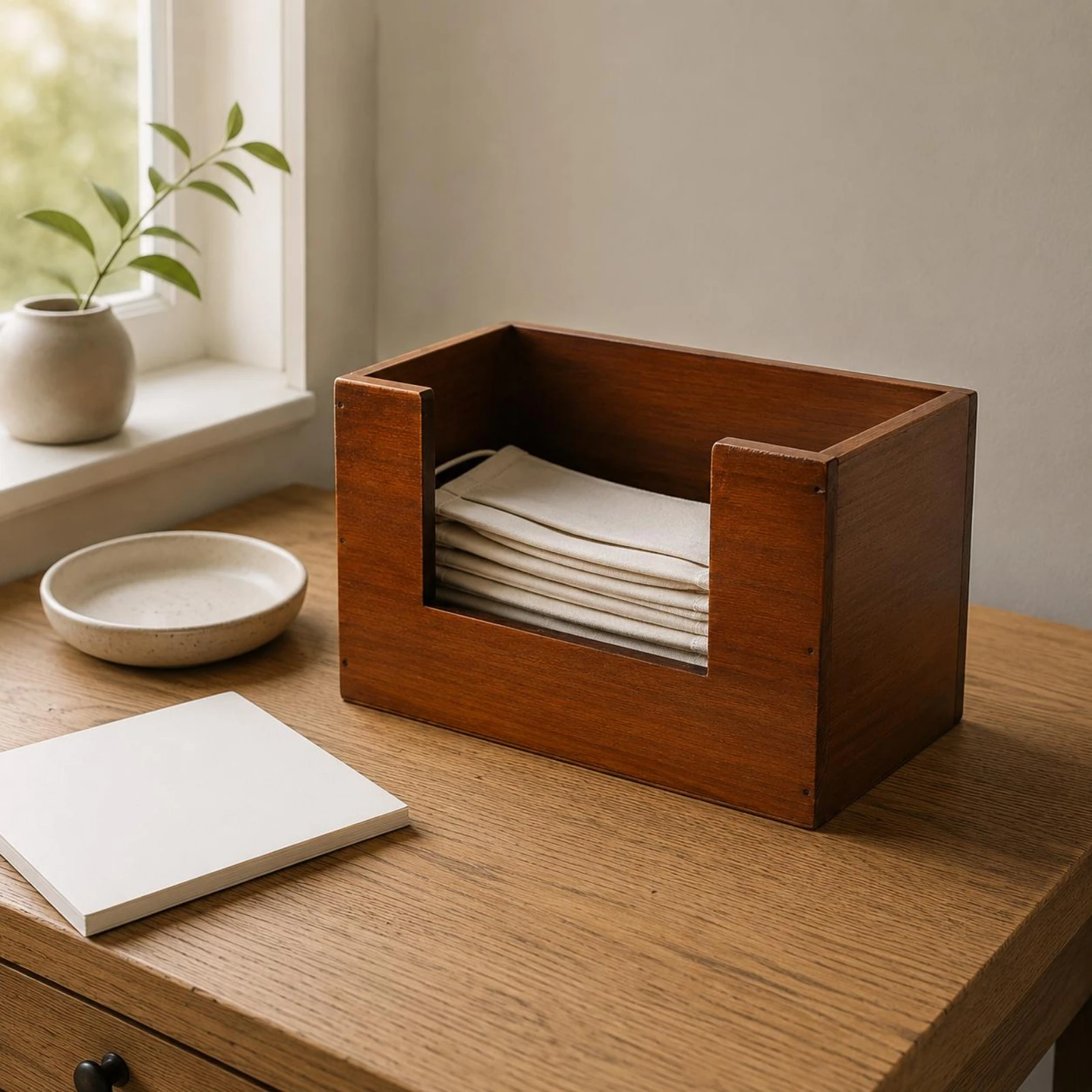 

Desktop Storage Box Front Cutout exposedTop Storage Box Wooden Countertop Organizer Long-Lasting House Organization Space-Saving