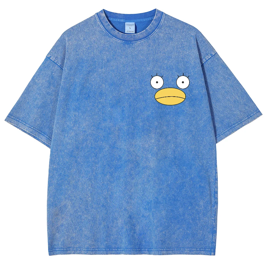 

Cartoon Printed Washed Denim T-shirt Luxury Brand Tops Y2k Women Simple Fashion Loose Clothes Summer Cotton Streetwear Shirt