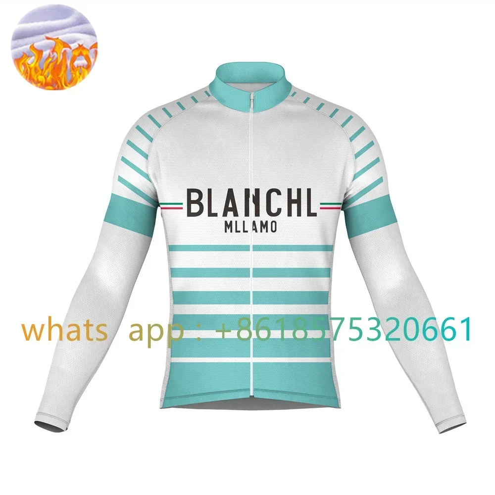 Image of Blanchl Mllano 2023 Neues Perticara Langarm-Winter-Radtrikot Celeste