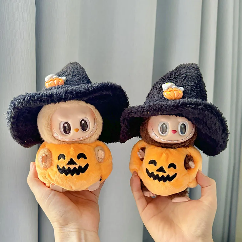 

Labubu I II Dolls Cool Clothes Halloween Pumpkin Accessories with Hat Korea Kpop Exo Clothing Plush Doll'S Clothes DIY Gifts