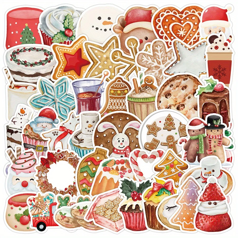 

50pcs Nordic Cartoon Christmas Series Graffiti Stickers Suitable for Helmet Desktop Wall Decoration DIY Sticker Pack Wholesale