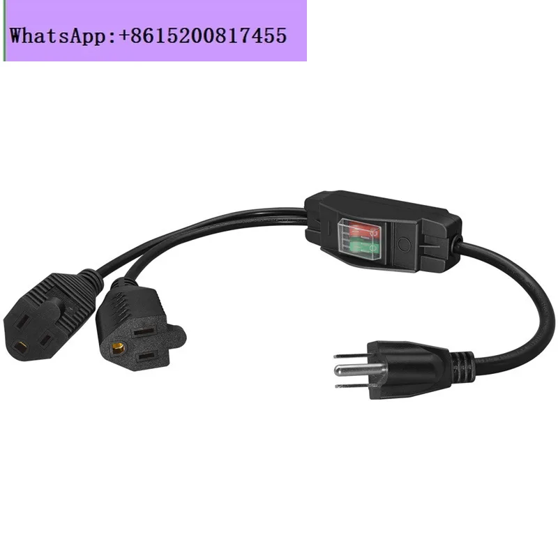 American standard tripod male to female one point two power cord Nema 5-15P to 2 * 5-15R female seat with power switch